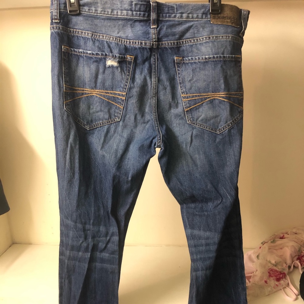 Express Men’s Dark Blue Distressed Jeans